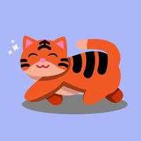 linda ilustración de tigre como gato vector