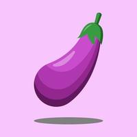 Cartoon eggplant emoji icon, aubergine symbol. Isolated vector vegetable clip art illustration.