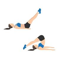 Woman doing Plank hip dips exercise. Flat vector illustration isolated ...