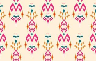Ikat ethnic vector flower beautiful art. Ikat seamless pattern in tribal, folk embroidery, Mexican style. Aztec geometric art ornament print. Design for wallpaper, clothing, wrapping.