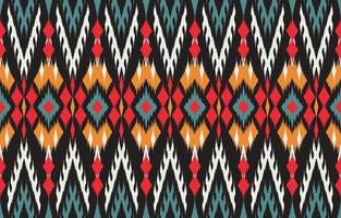 hermoso arte abstracto étnico ikat. patrón sin costuras ikat en tribal, bordado popular, estilo mexicano. impresión de ornamento de arte geométrico azteca. diseño para alfombras, papel tapiz, ropa, envoltura, tela, cubierta. vector