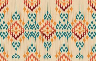 Ikat ethnic vector flower beautiful art. Ikat seamless pattern in tribal, folk embroidery, Mexican style. Aztec geometric art ornament print. Design for wallpaper, clothing, wrapping.