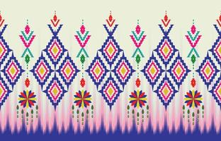 hermoso arte abstracto étnico. patrón sin costuras ikat en tribal, bordado popular, estilo mexicano. impresión de ornamento de arte geométrico azteca. diseño para alfombras, papel tapiz, ropa, envoltura, tela. vector