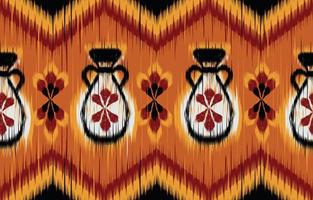 hermoso arte abstracto étnico. patrón sin costuras ikat en tribal, bordado popular, estilo mexicano. impresión de ornamento de arte geométrico azteca. diseño para alfombras, papel tapiz, ropa, envoltura, tela. vector