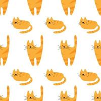 Seamless pattern with cute cats vector