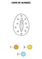 Color cute Easter egg by numbers. Worksheet for kids. vector
