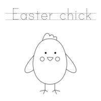 Trace the letters and color Easter chicken. Handwriting practice for kids. vector