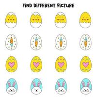 Find picture which is different from others. Worksheet for kids. vector