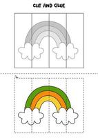 Cut and glue parts of cute rainbow. vector