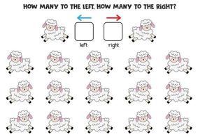 Left or right with cute sheep. Logical worksheet for preschoolers. vector