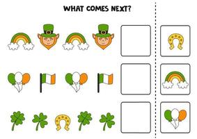 What comes next game with Saint Patrick day elements. vector