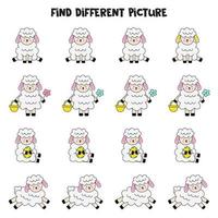Find picture which is different from others. Worksheet for kids. vector