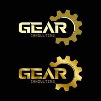 gear vector logo with gold color.