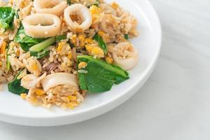 Fried rice with squid or octopus photo