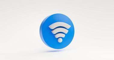 Blue Wireless network icon or technology wifi symbol sign icon website element concept. illustration on white background 3D rendering photo