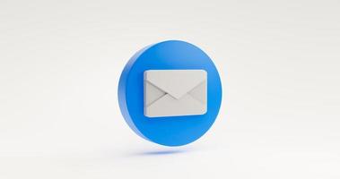 Blue email or envelope icon symbol inbox contact communication sign website element concept. illustration on white background 3D rendering photo