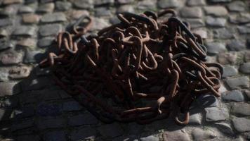 Vintage rusty hand-made iron chain video