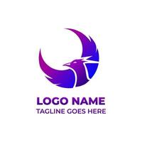 logo template with the shape of a bird whose wings form a circle. vector