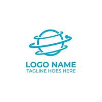 logo template with blue orbital shape vector