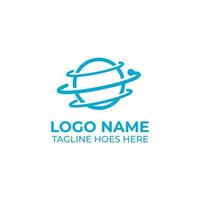 logo template with blue orbital shape vector