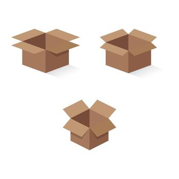 set of boxes open vector