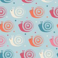 Colorful snails seamless pattern on blue background vector