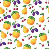 Seamless pattern with ripe fruits on white. vector