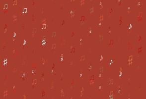 Light Green, Red vector background with music symbols.