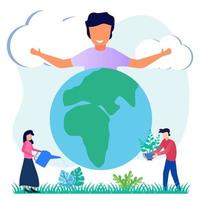 Illustration vector graphic cartoon character of care for the earth and the environment