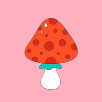 Cute mushroom in retro, vintage, psychedelic style vector