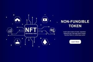 NFT non fungible token infographic with lines and dots network. Pay for unique collectible in video, game, art. Isometric vector illustration of NFT with blockchain technology for web, banner template