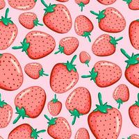 Hand drawn strawberry seamless pattern made in cute style vector