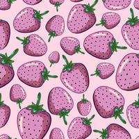 Hand drawn strawberry seamless pattern made in cute style vector