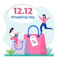 Illustration vector graphic cartoon character of shopping day 12.12