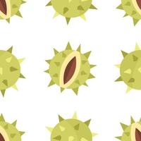 Seamless pattern with peeled chestnuts in cartoon style on a white background. Vector illustration.