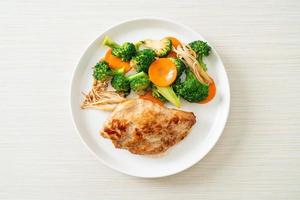 grilled chicken steak with vegetable photo