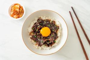 Rice with Soy-Flavoured Pork or Japanese Pork Donburi photo