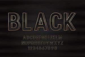 decorative gold black Font and Alphabet vector