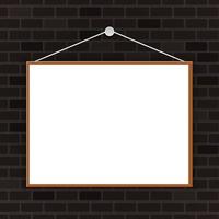 blank frame template for image or photo with brick background vector
