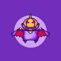 Dracula Pumpkin Flying Cartoon Character vector