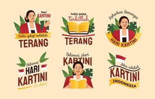 Happy Kartini Day Sticker Collection vector