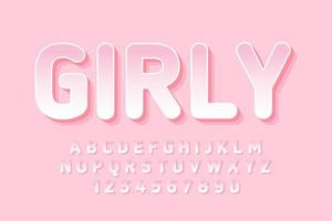 decorative girly Font and Alphabet vector