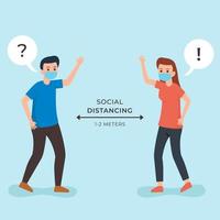 social distancing people during covid 19 vector