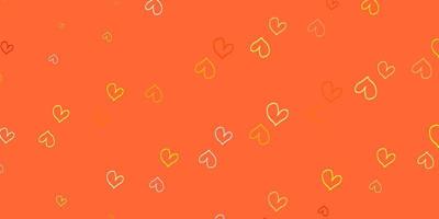 Light Pink, Yellow vector background with hearts.