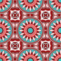 Mandala seamless pattern vector. A symmetrical round red and blue ornament. Ethnic draw vector
