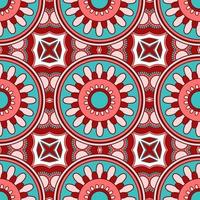 Mandala seamless pattern vector. A symmetrical round red and blue ornament. Ethnic draw vector