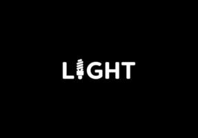 Vector isolated white light text with economical bulb on dark background