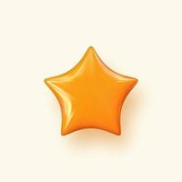 Vector glossy yellow star on white background. 3d geometric shape