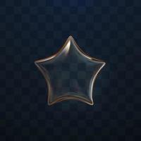 3d isolated vector glossy transparent star shape on dark background