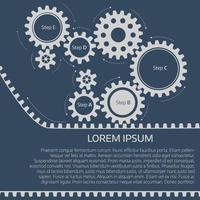 Vector illustration of gears with on the grey background. Infographic vector template